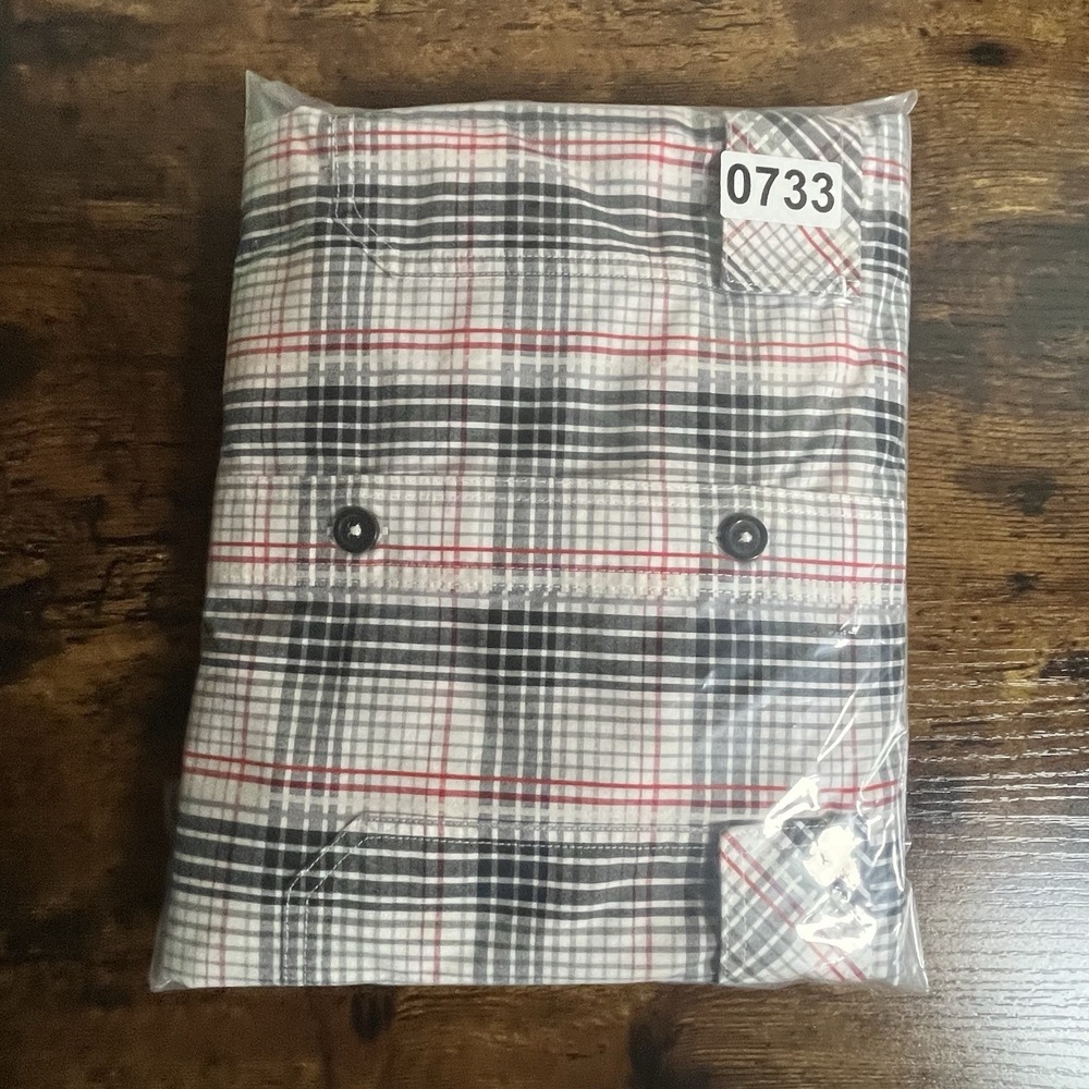 Sean John Shirt Men's Big Tall 3XB 3XL Red Black White Plaid Short Sleeve Button - Picture 7 of 7